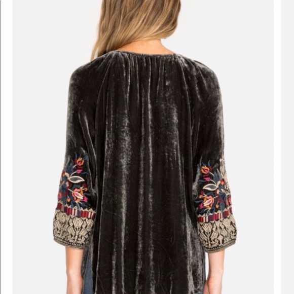 johnny was claude velvet peasant blouse
